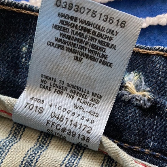 Leviโs 511 Skinny distressed medium wash Capri Denim Mid RiseJeans unisex 32x32 - Picture 8 of 10